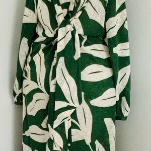 Next Green and Cream Leaf Pattern Dress